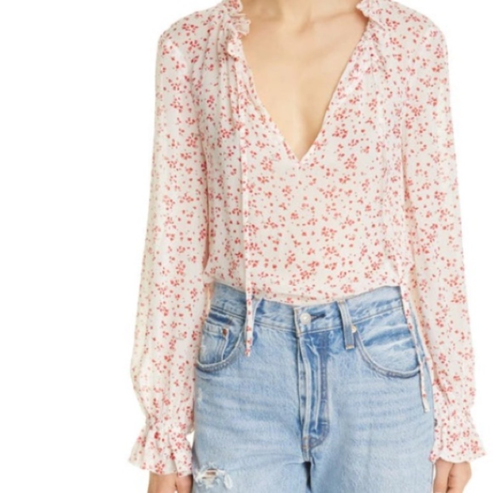 Ganni “Georgette” Blouse in Egret